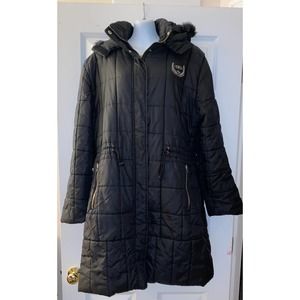 Vtg - Def Jam University - DFU 84 Womens Black Puffer Coat Jacket